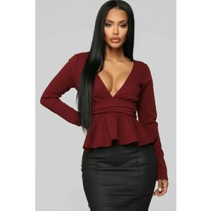 Wine Peplum blouse
